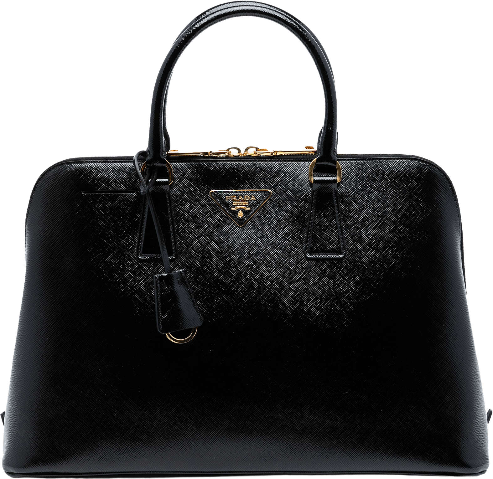 Prada Large Saffiano Vernice Promenade Satchel, från Luxclusif, i färgen black.