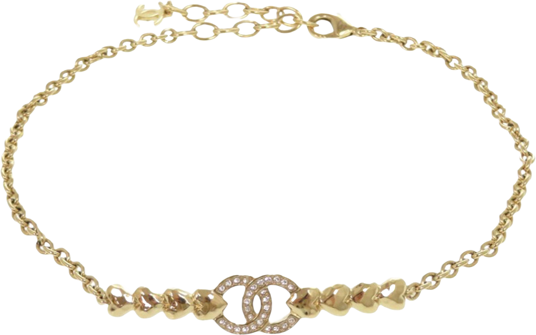 Chanel Gold Plated Cc Crystal Choker Necklace, från Luxclusif, i färgen gold.