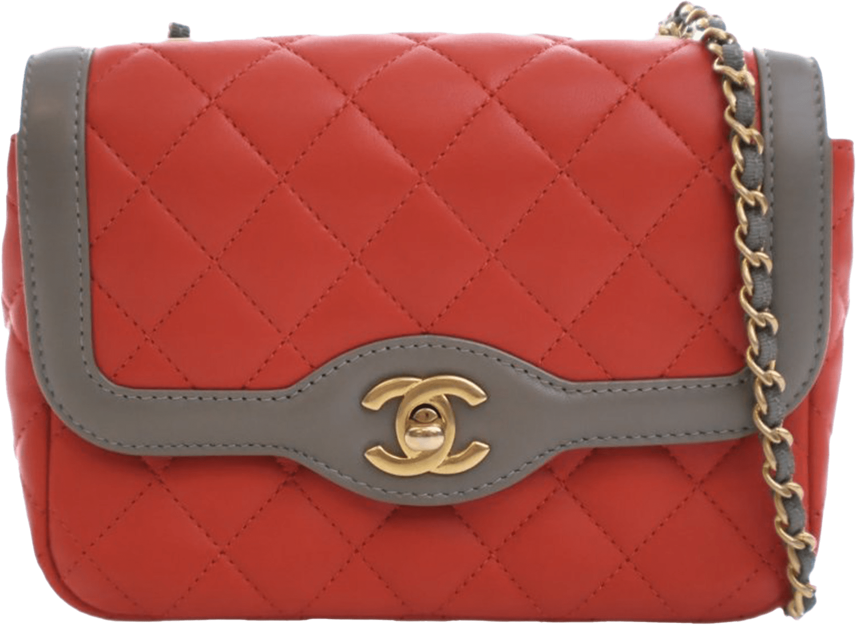 Chanel Mini Quilted Lambskin Two Tone Day Flap, från Luxclusif, i färgen grå.