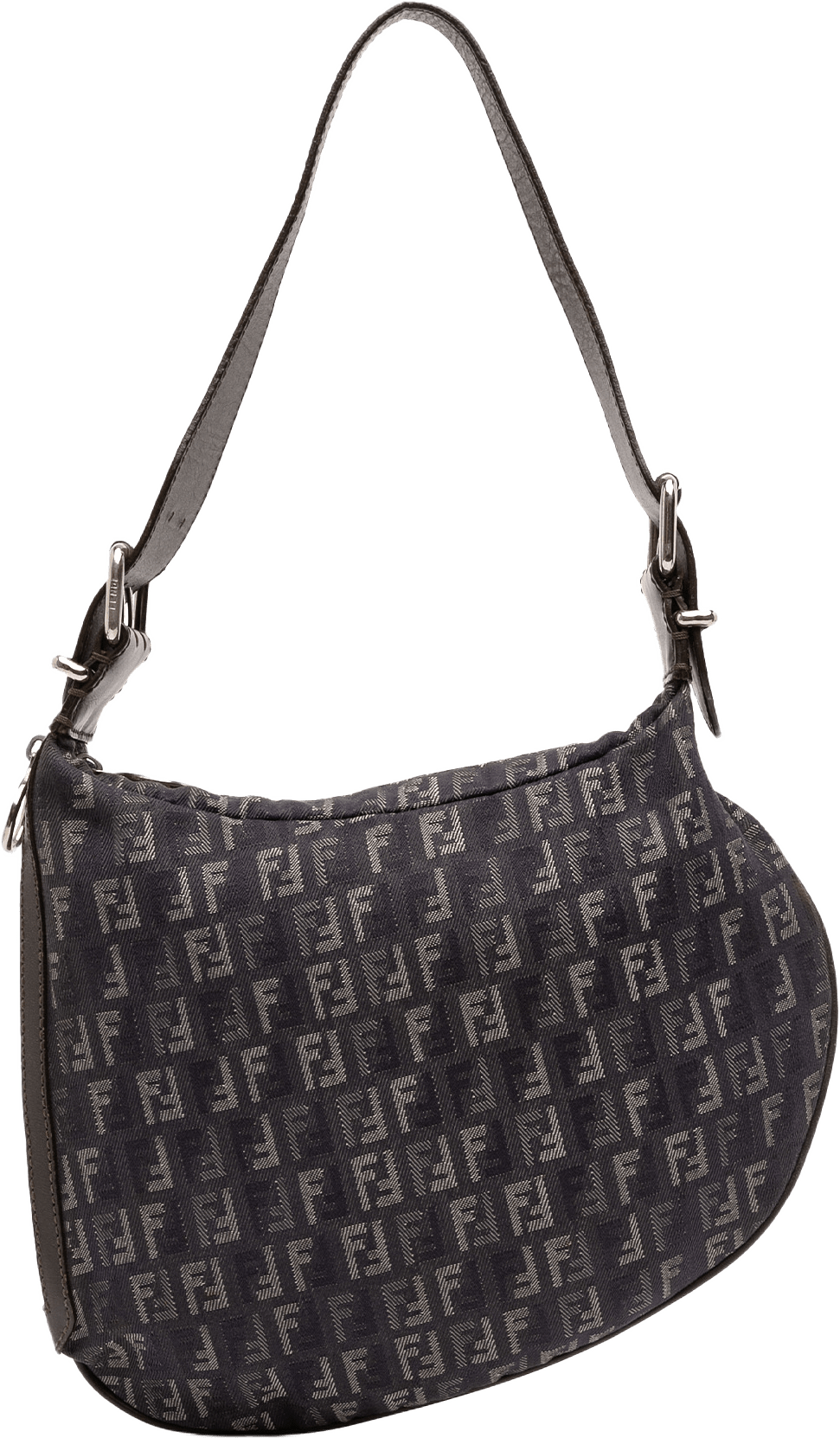 Fendi Zucchino Denim Oyster Shoulder Bag, från Luxclusif, i färgen black.