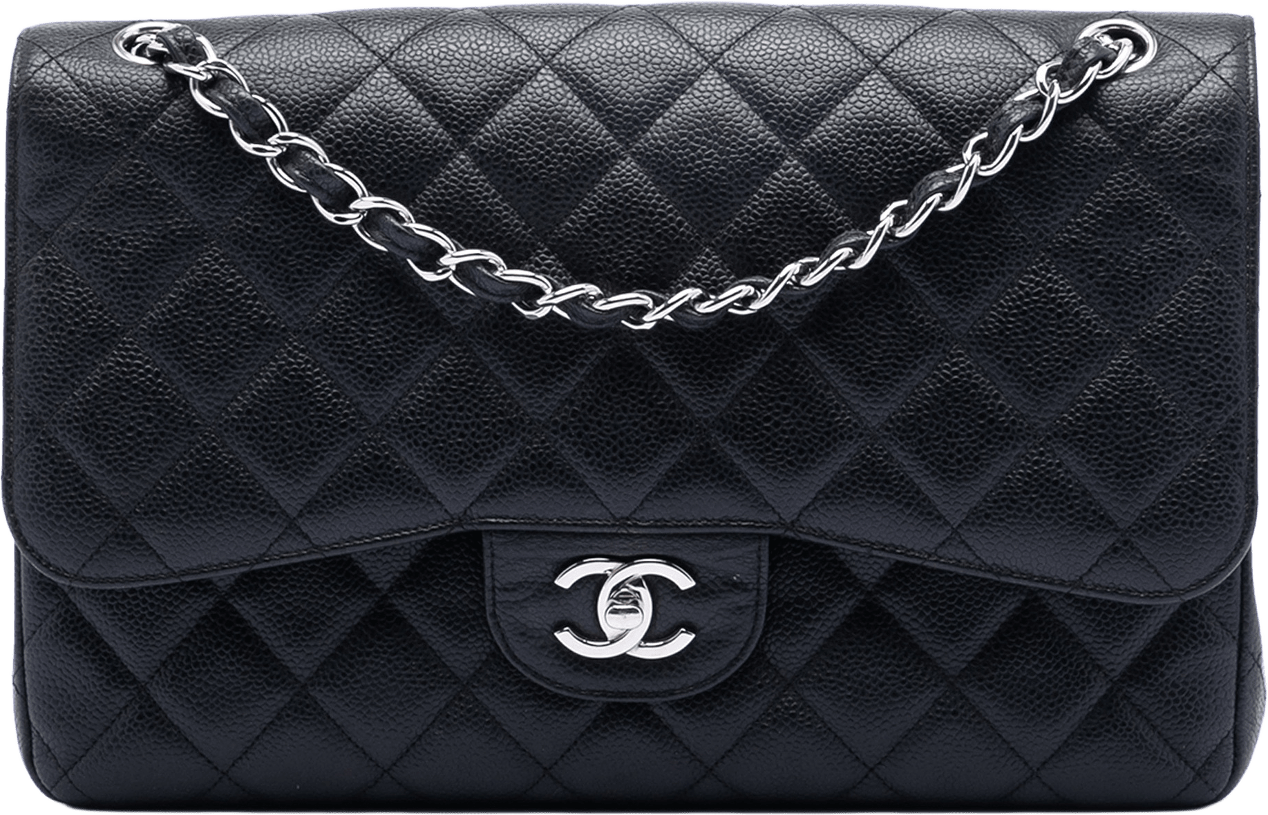 Chanel Jumbo Classic Caviar Double Flap, från Luxclusif, i färgen black.