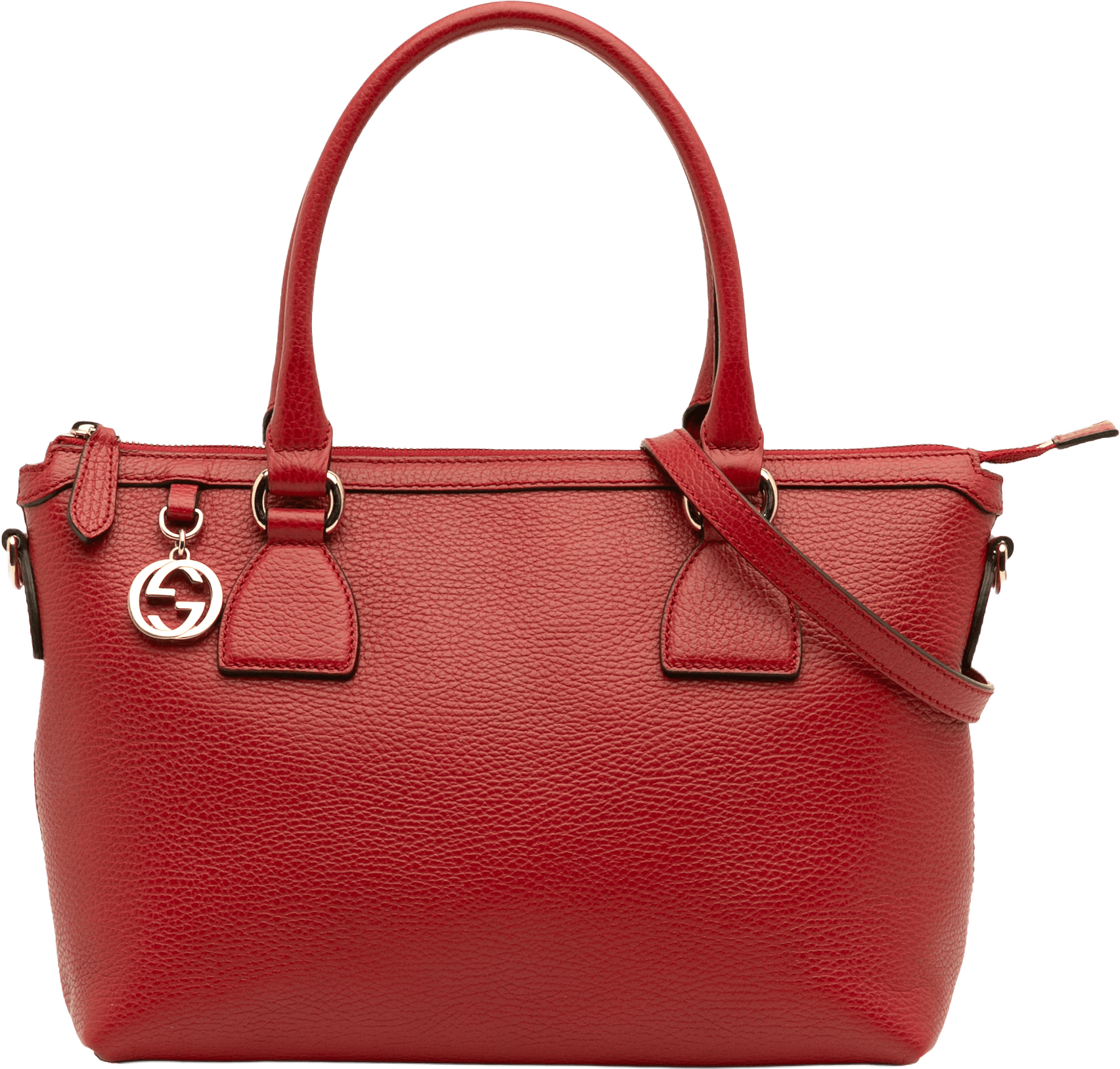 Gucci Dollar Calfskin Gg Charm Satchel, från Luxclusif, i färgen red.