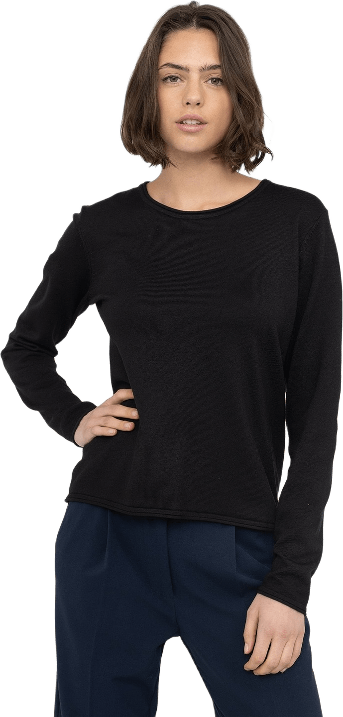 Srmarla O-neck Roll Edge Knit, från Soft Rebels, i färgen black.