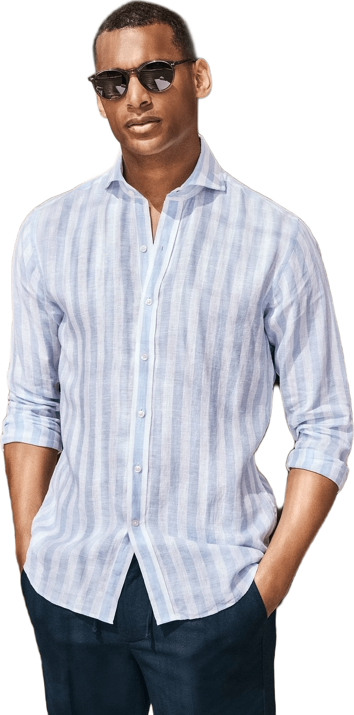 Linen Block Striped Smart Shirt (orion)