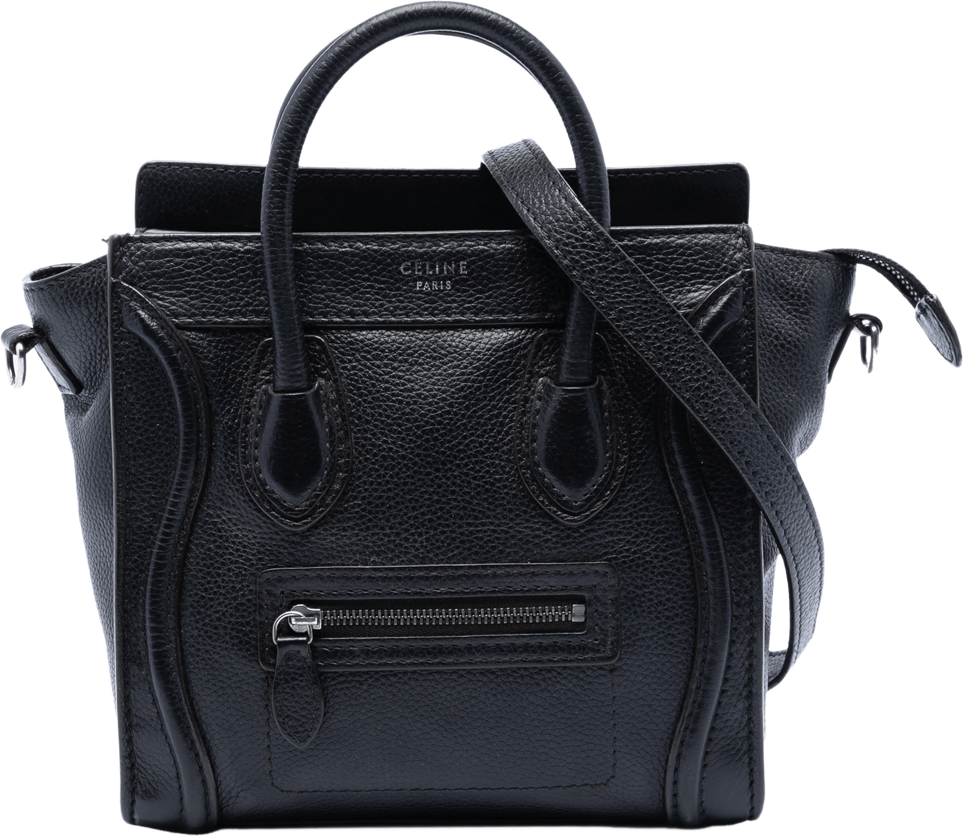 Celine Nano Leather Luggage Tote, från Luxclusif, i färgen black.