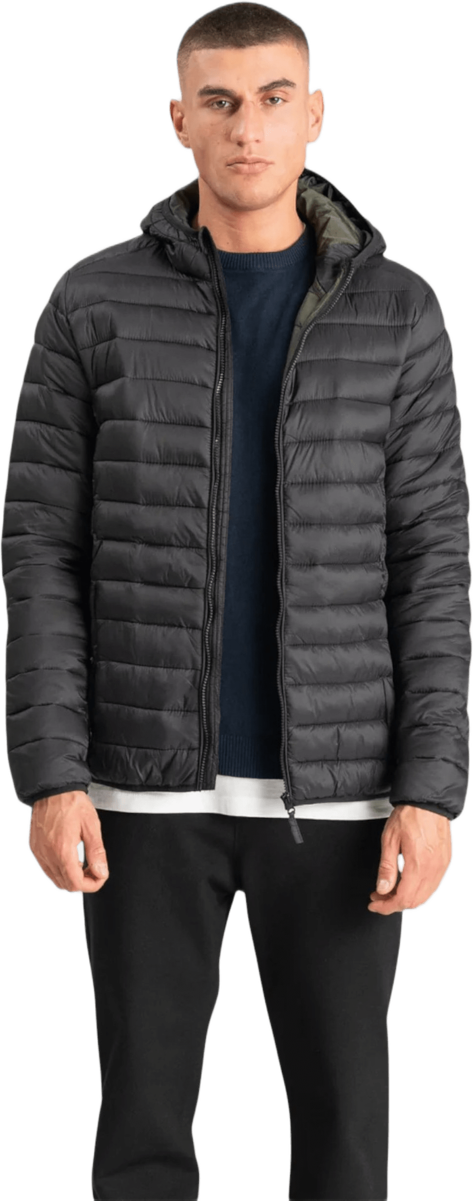 Lätt Täckt Jacka Med Huva, från TeeShoppen, i färgen svart.