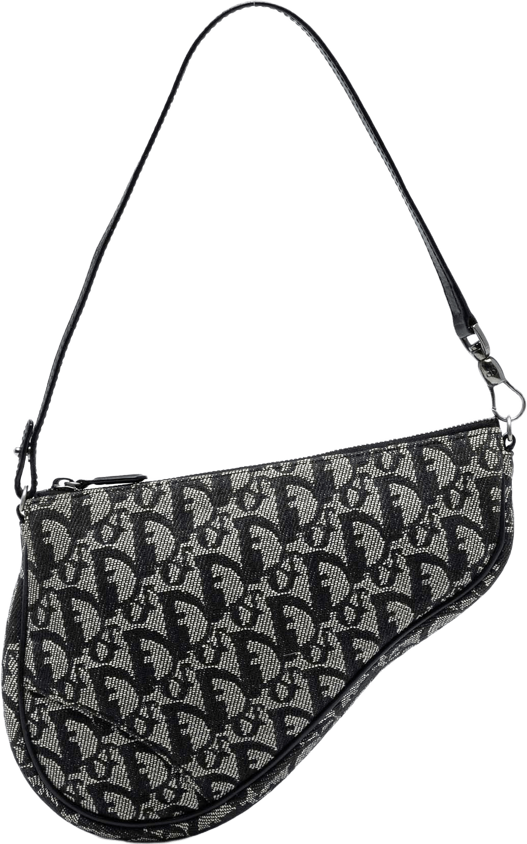 Dior Mini Diorissimo Canvas Saddle Pochette, från Luxclusif, i färgen black.