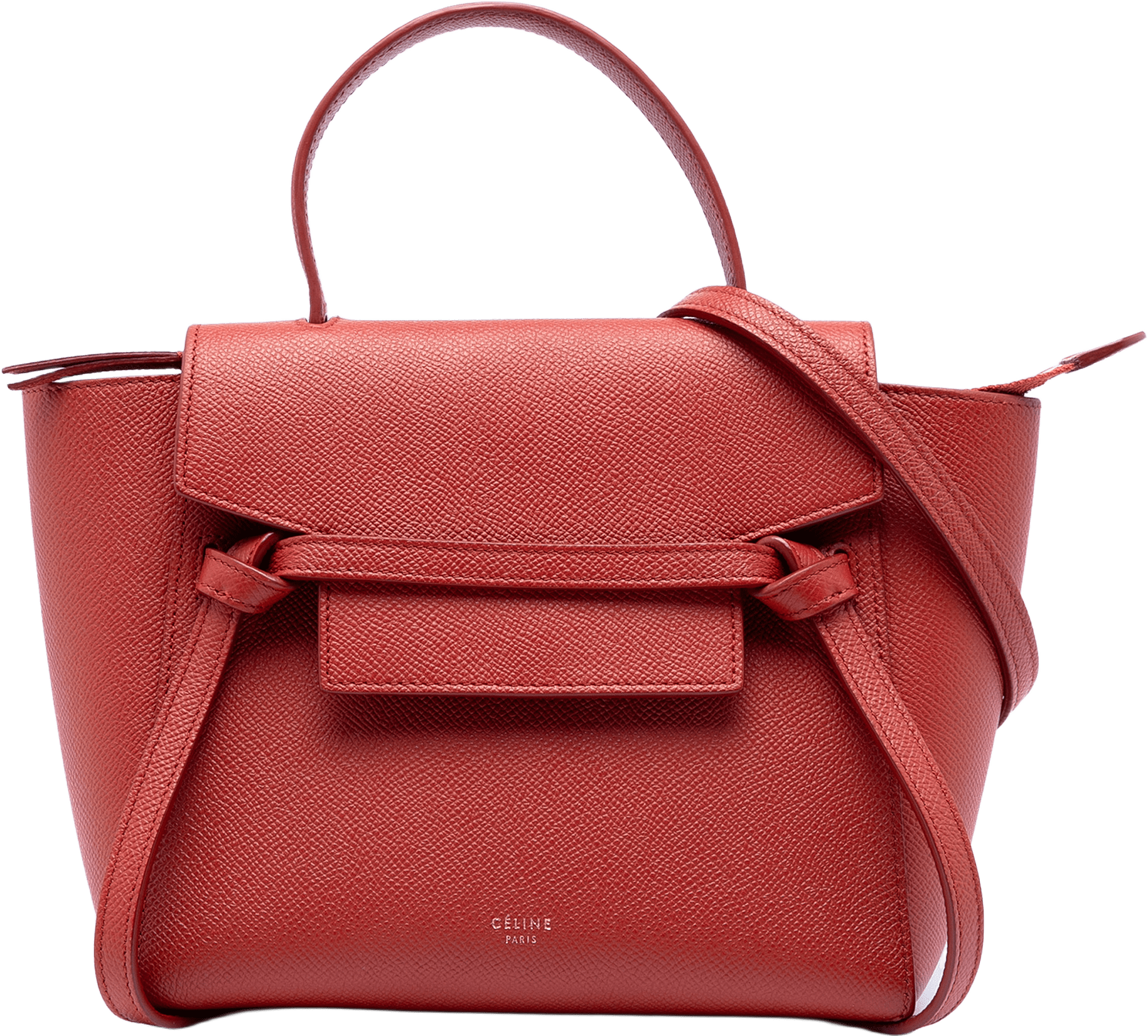 Celine Nano Grained Calfskin Belt Bag, från Luxclusif, i färgen red.