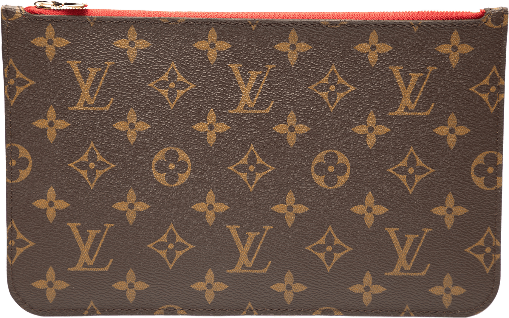 Louis Vuitton Monogram Neverfull Pouch, från Luxclusif, i färgen brown.