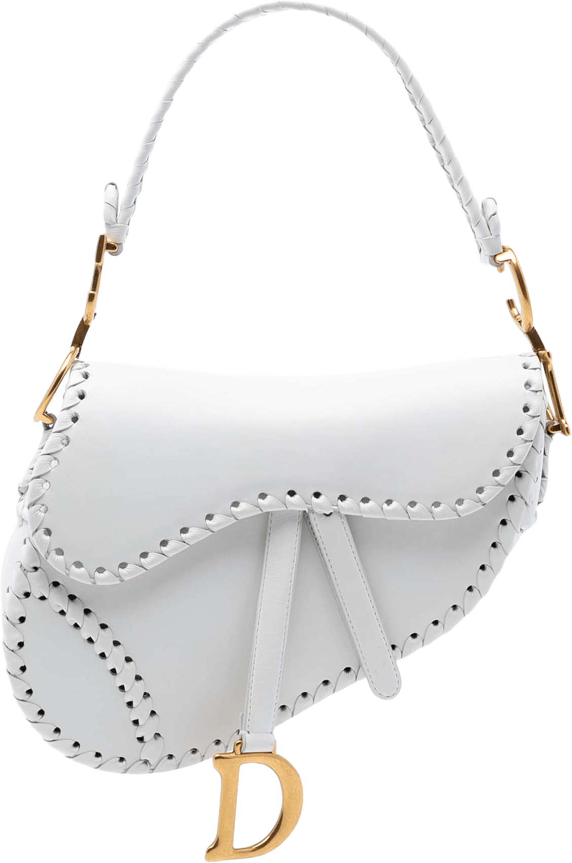 Dior Calfskin Whipstitch Saddle Bag, från Luxclusif, i färgen white.