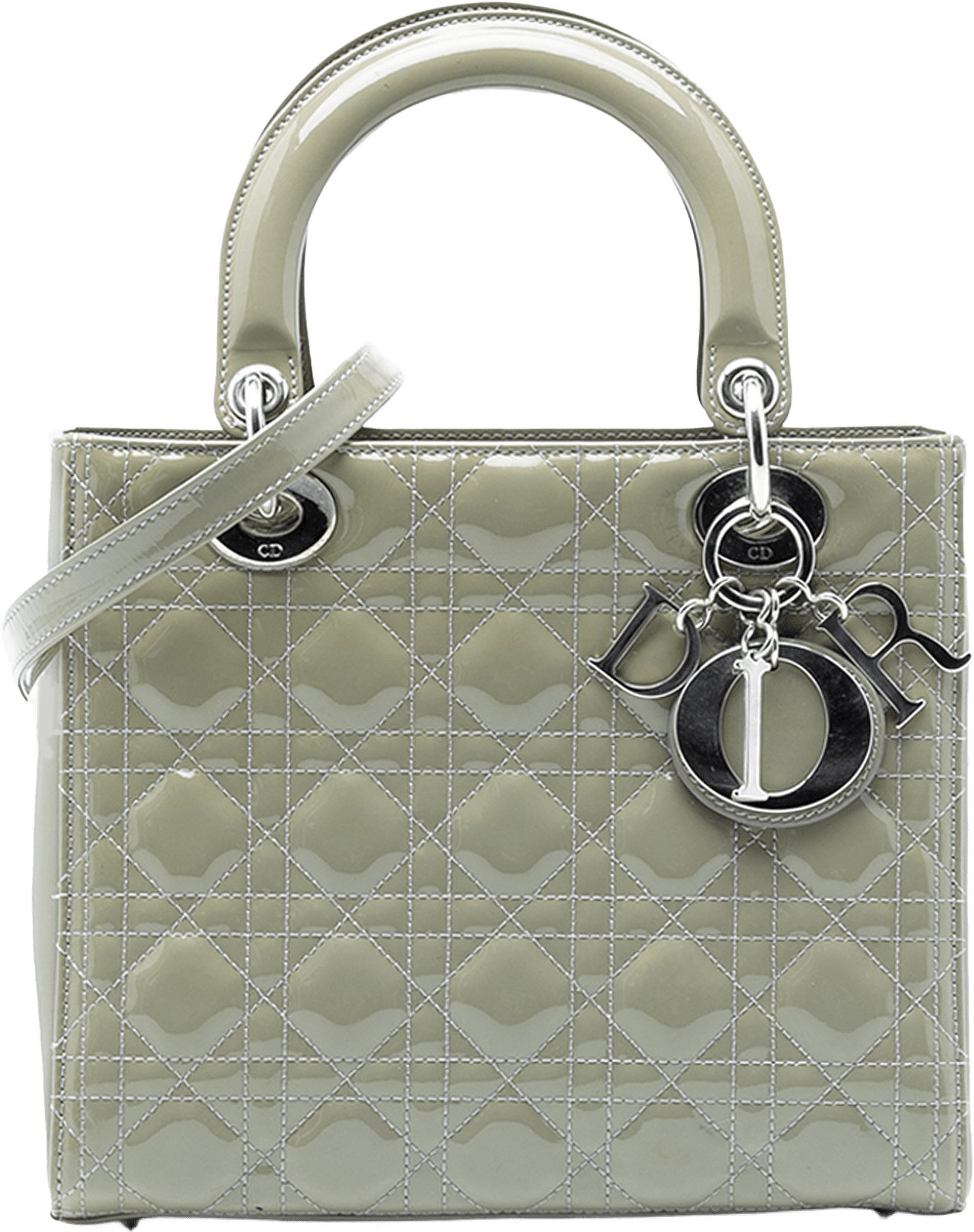 Dior Medium Patent Cannage Lady Dior, från Luxclusif, i färgen mint.