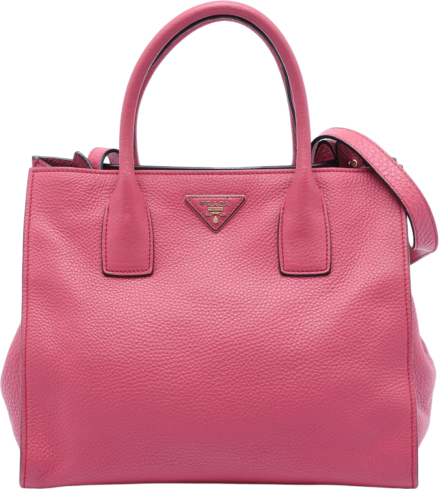 Prada Vitello Daino Open Convertible Tote, från Luxclusif, i färgen hot pink.