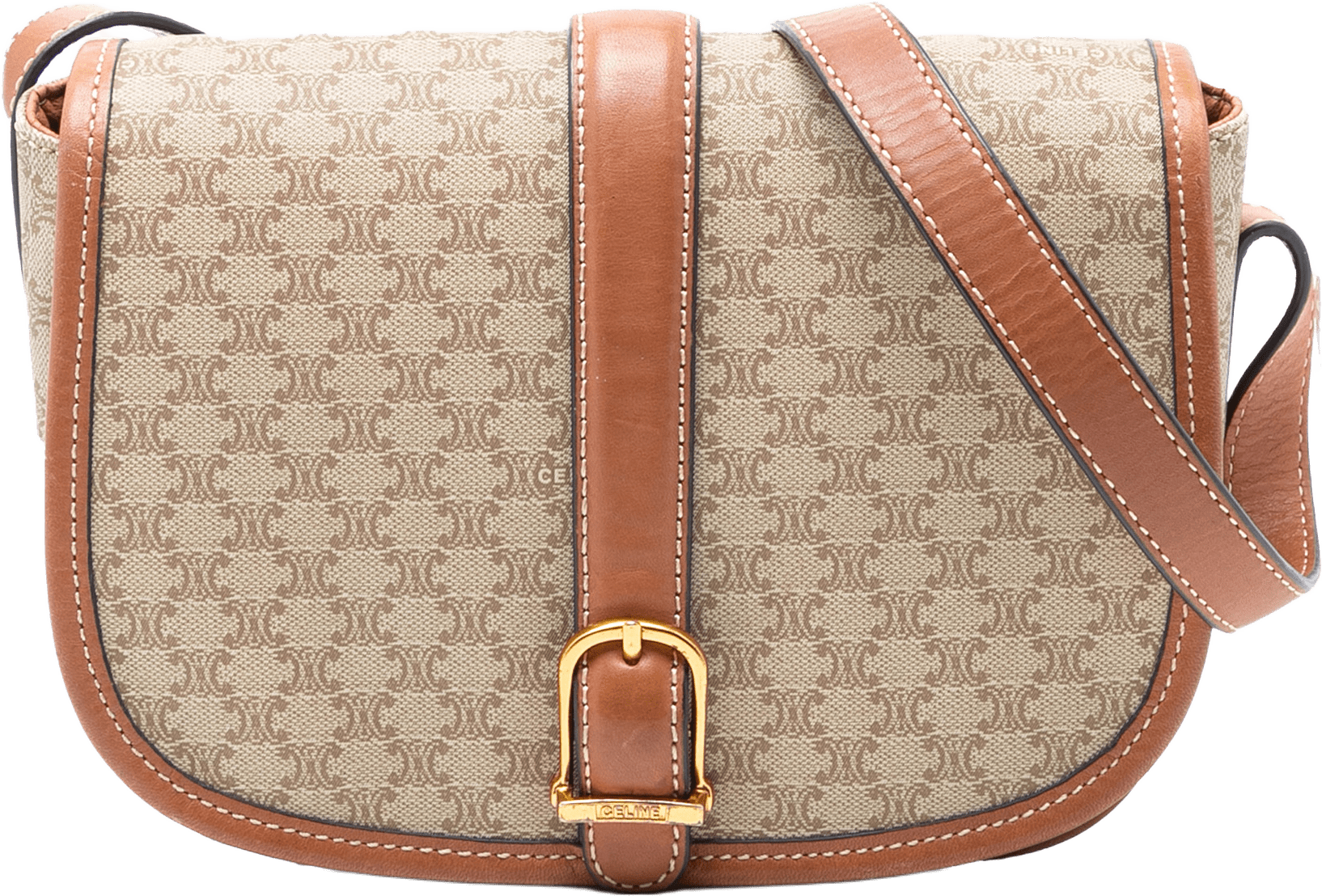 Celine Macadam Coated Canvas Crossbody, från Luxclusif, i färgen beige.