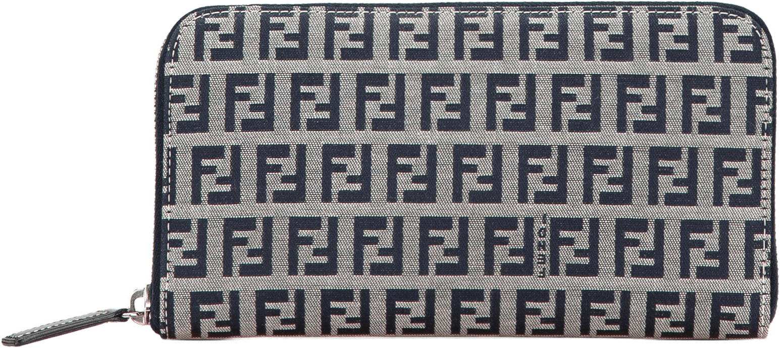 Fendi Zucchino Canvas Zip Around Long Wallet, från Luxclusif, i färgen gray.