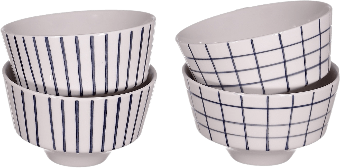 Skål Checks & Stripes 4-p, från Created by Designtorget, i färgen blå.