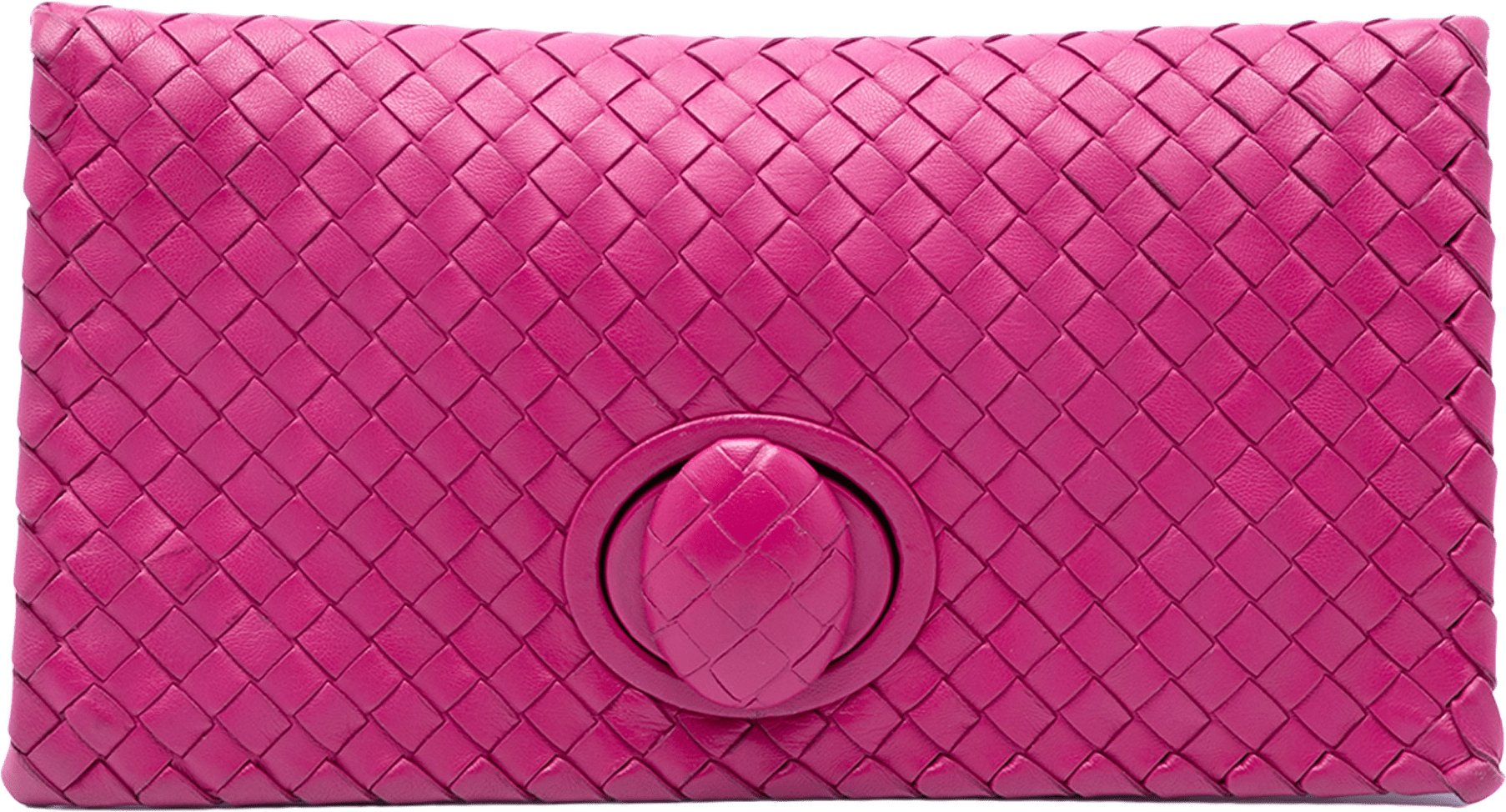 Bottega Veneta Nappa Intrecciato Turn Lock Clutch, från Luxclusif, i färgen rosa.