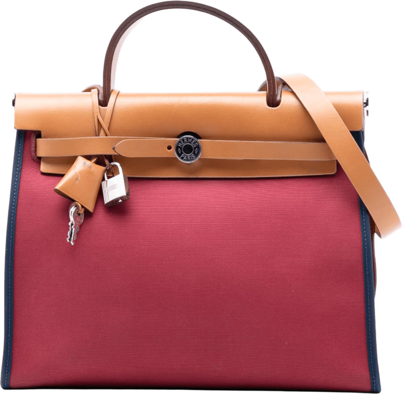 Hermès Toile Herbag Zip 31 Satchel, från Luxclusif, i färgen red.