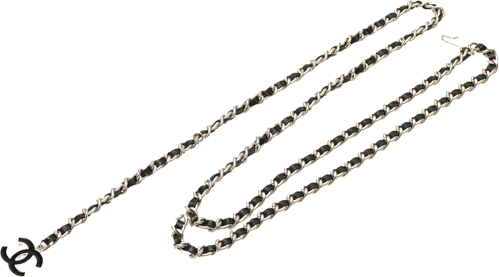 Chanel Silver Cc Leather Woven Chain Belt, från Luxclusif, i färgen silver.