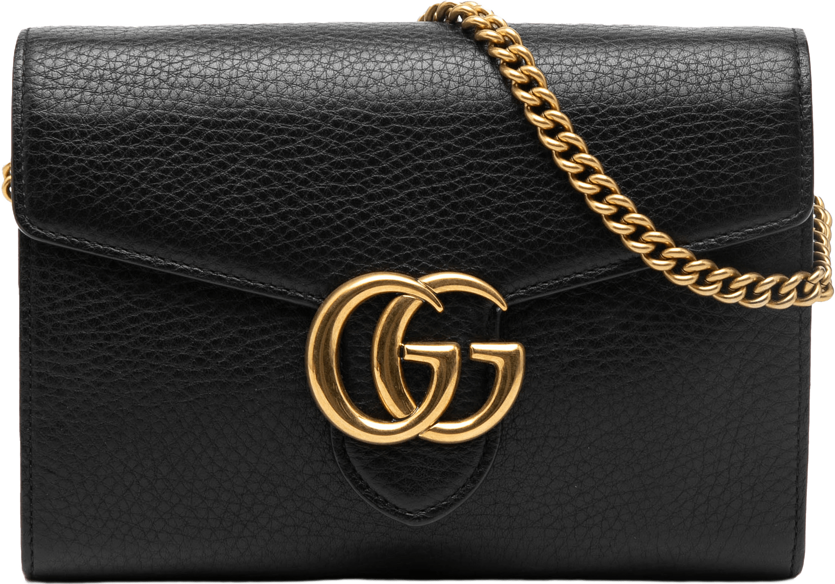 Gucci Gg Marmont Leather Wallet On Chain, från Luxclusif, i färgen black.