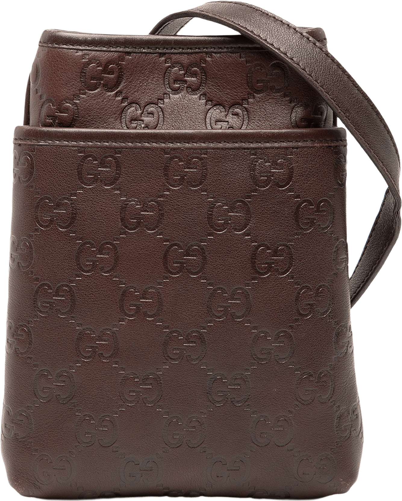 Gucci Guccissima Crossbody, från Luxclusif, i färgen brown.