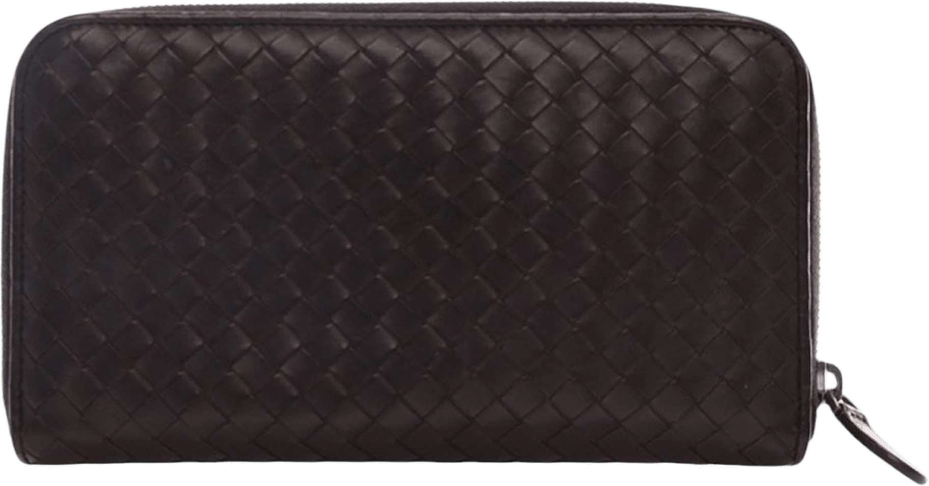 Bottega Veneta Leather Intrecciato Zip Around Wallet, från Luxclusif, i färgen dark brown.