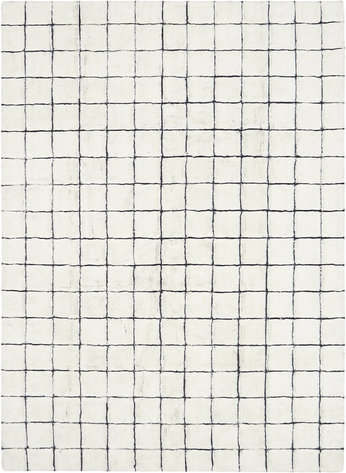 Tvättbar Ullmatta Mosaic 170x240 cm, från LORENA CANALS, i färgen naturlig ull + canvas mörkgrå/natur blandad canvas.