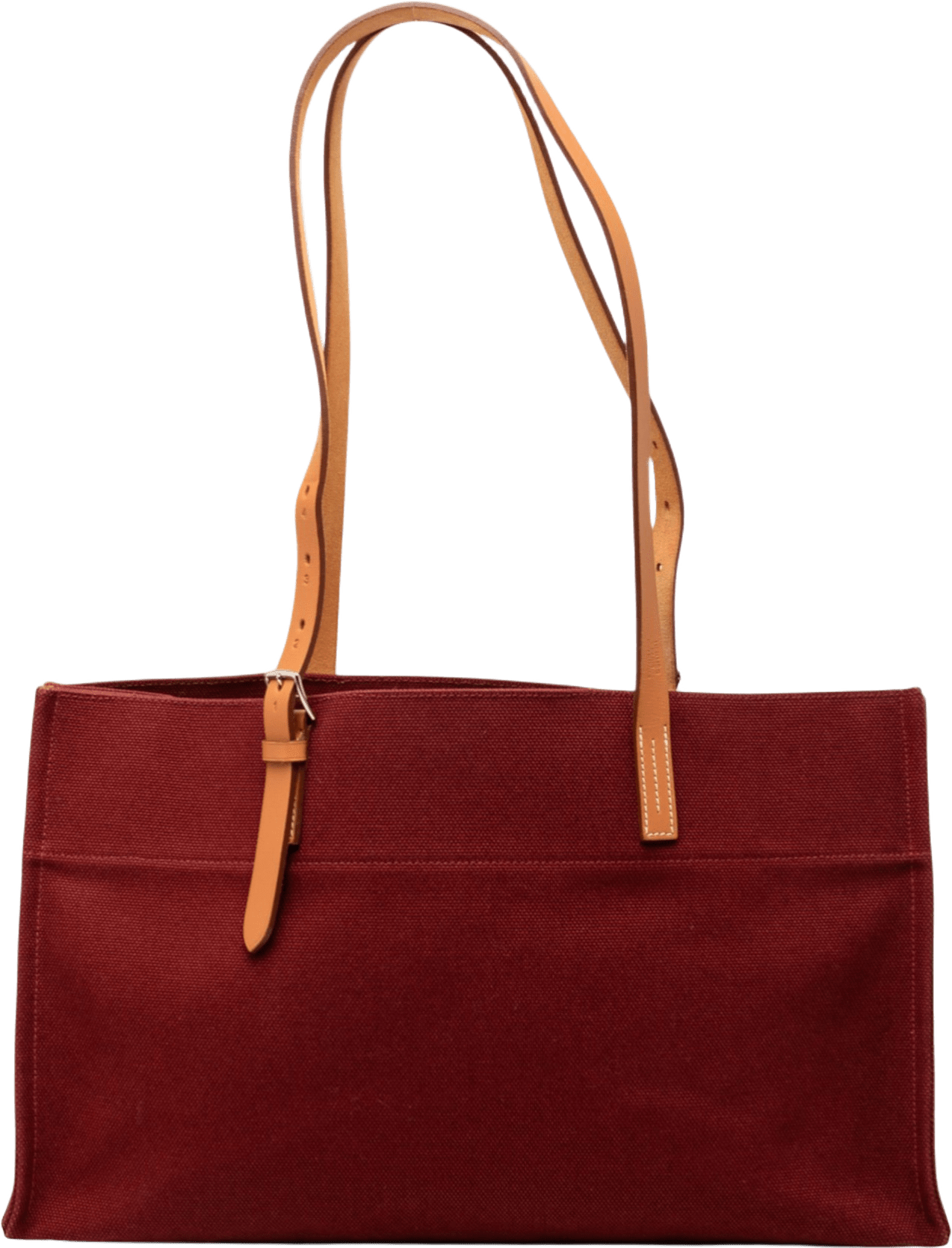 Hermès Toile Etriviere Elan Tote, från Luxclusif, i färgen burgundy.