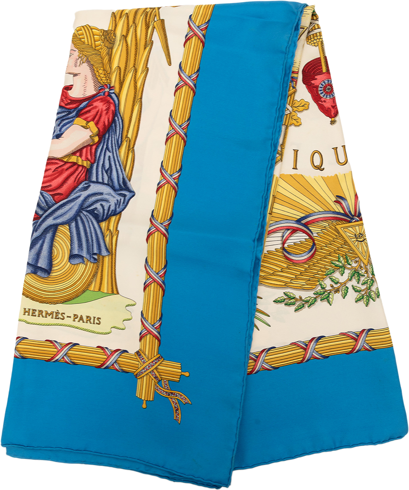Hermès Republique Francaise Liberte Egalite Fraternite 1789 Silk Scarf 90, från Luxclusif, i färgen vit.