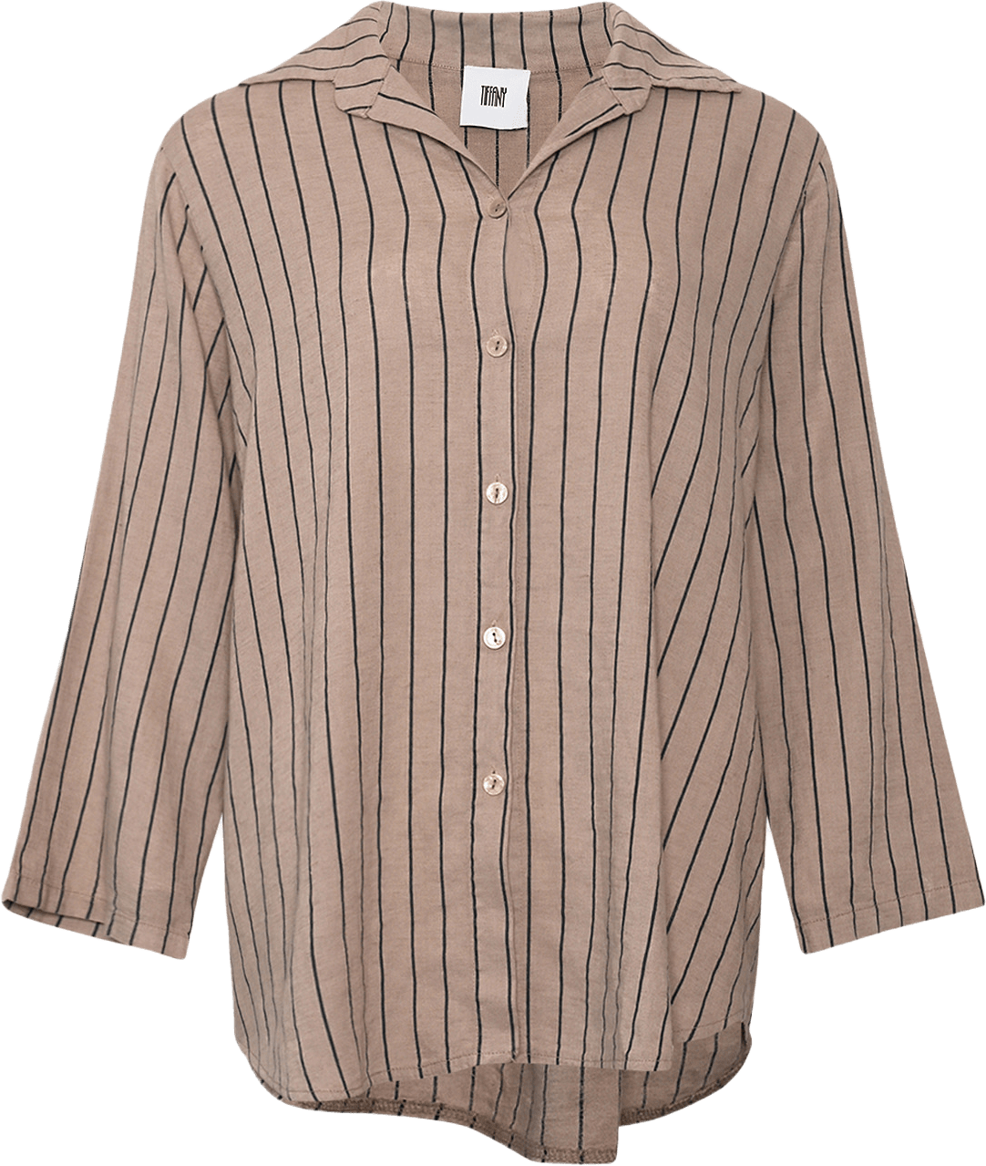 Inez, Shirt - Nougat/navy Stripes