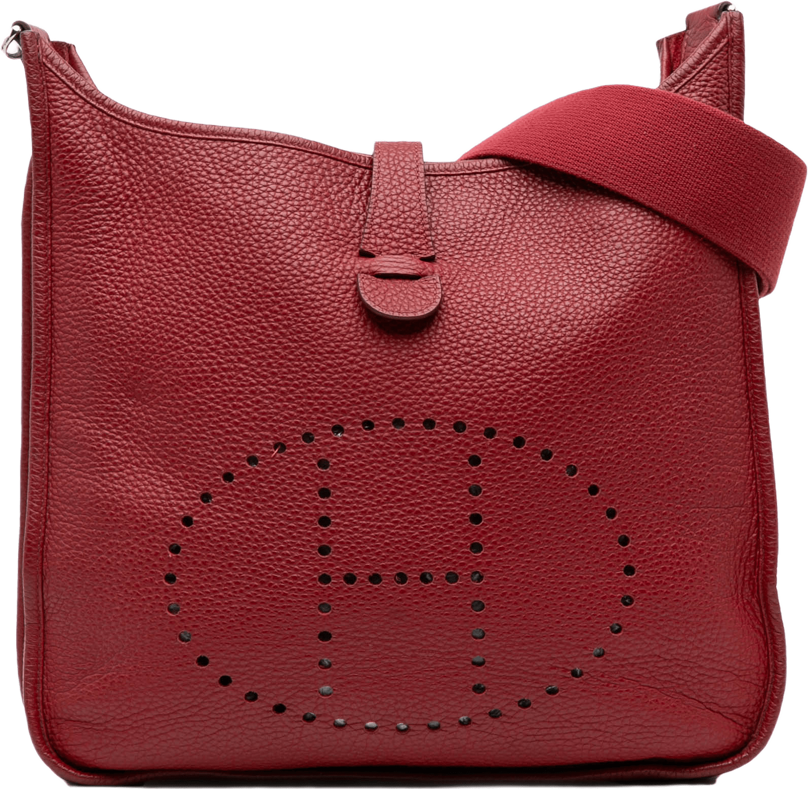 Hermès Clemence Evelyne Iii 29 Pm, från Luxclusif, i färgen dark red.