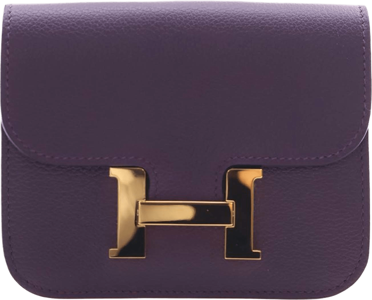 Hermès Evercolor Constance Slim Wallet, från Luxclusif, i färgen dark purple.