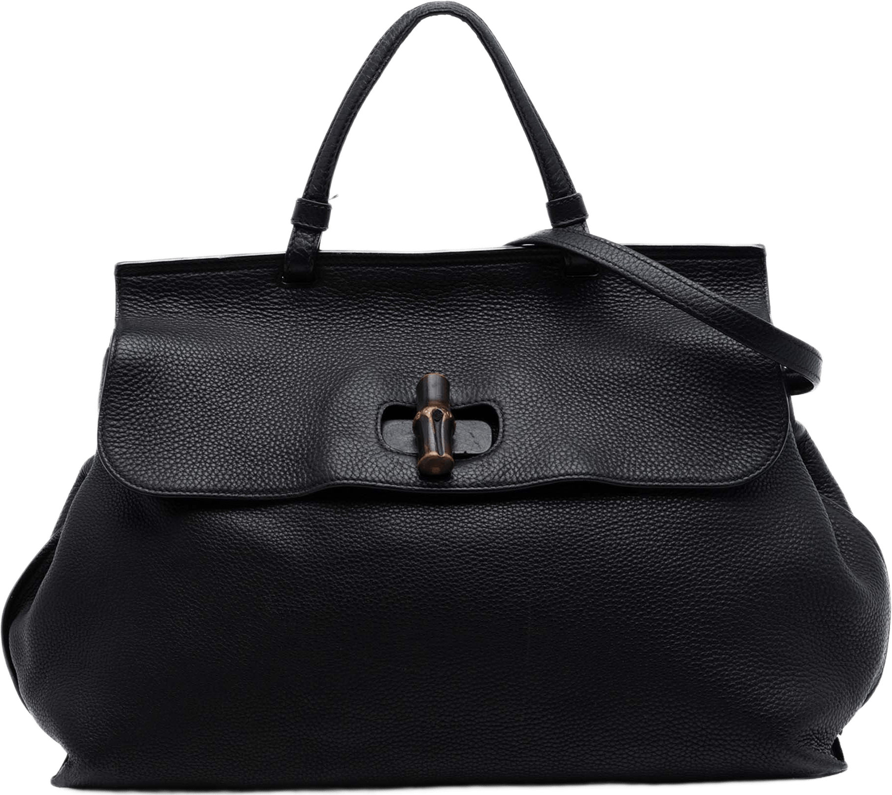 Gucci Large Calfskin Bamboo Daily Satchel, från Luxclusif, i färgen black.