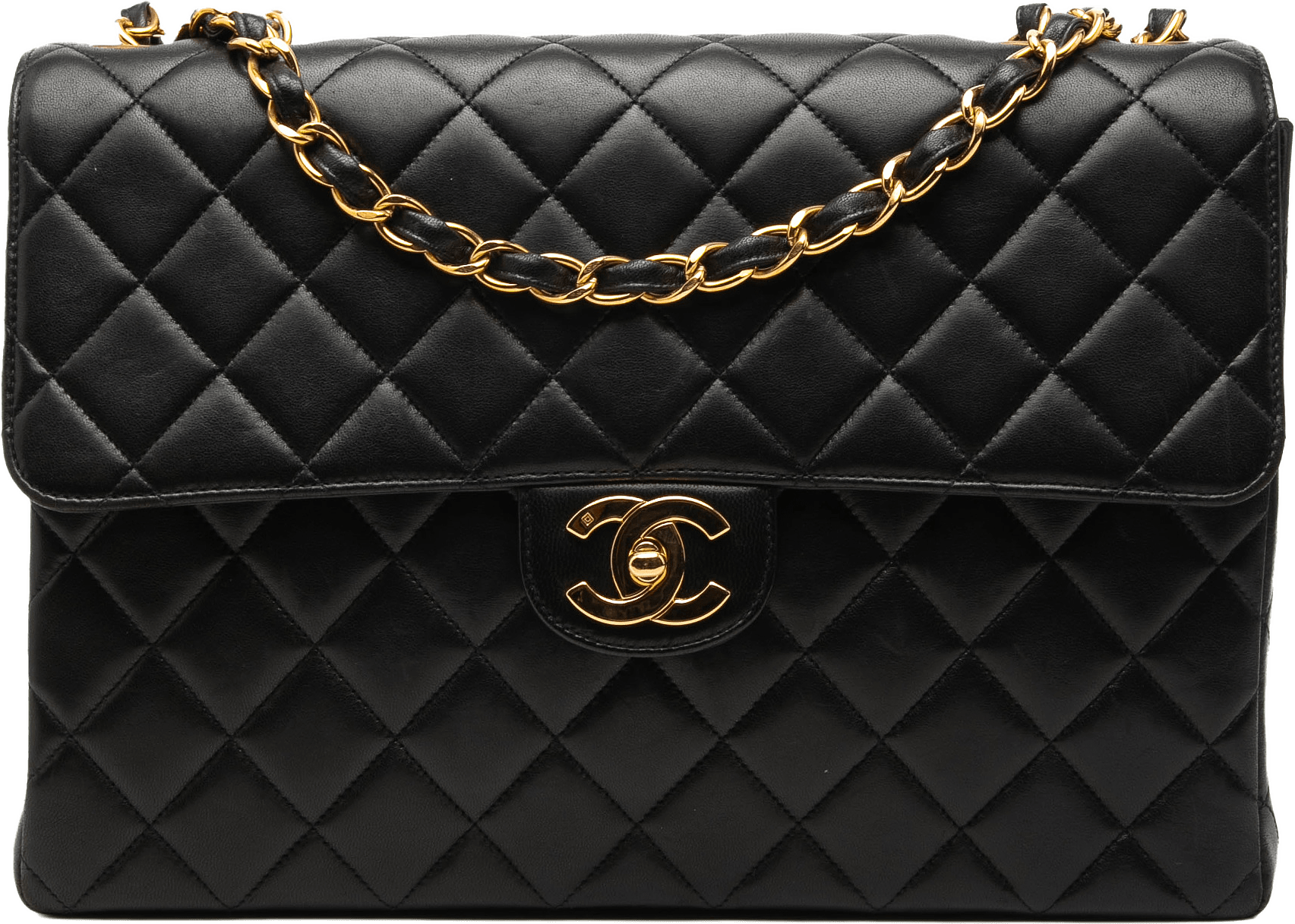 Chanel Jumbo Classic Lambskin Single Flap, från Luxclusif, i färgen black.