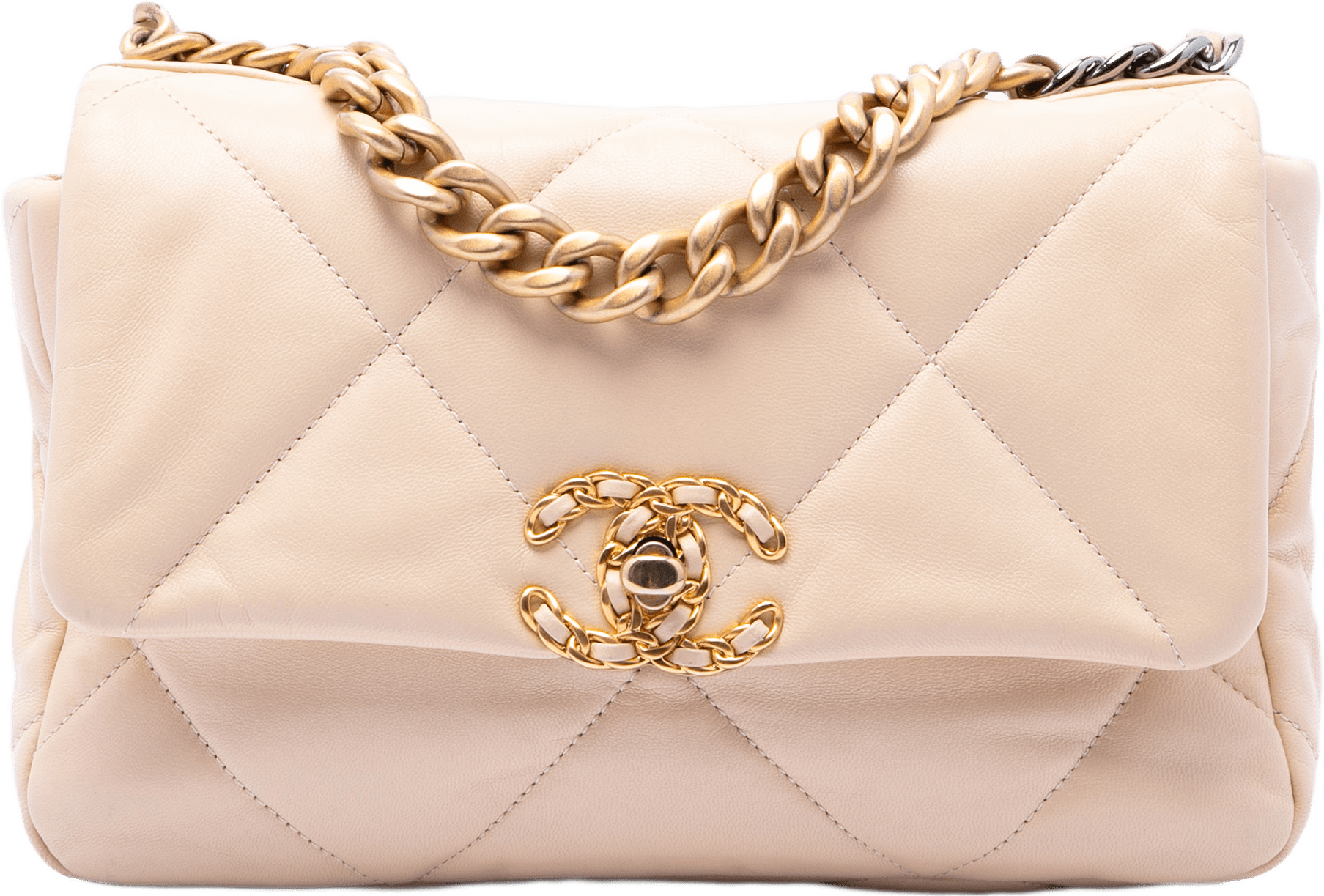 Chanel Medium Lambskin 19 Flap, från Luxclusif, i färgen brun.