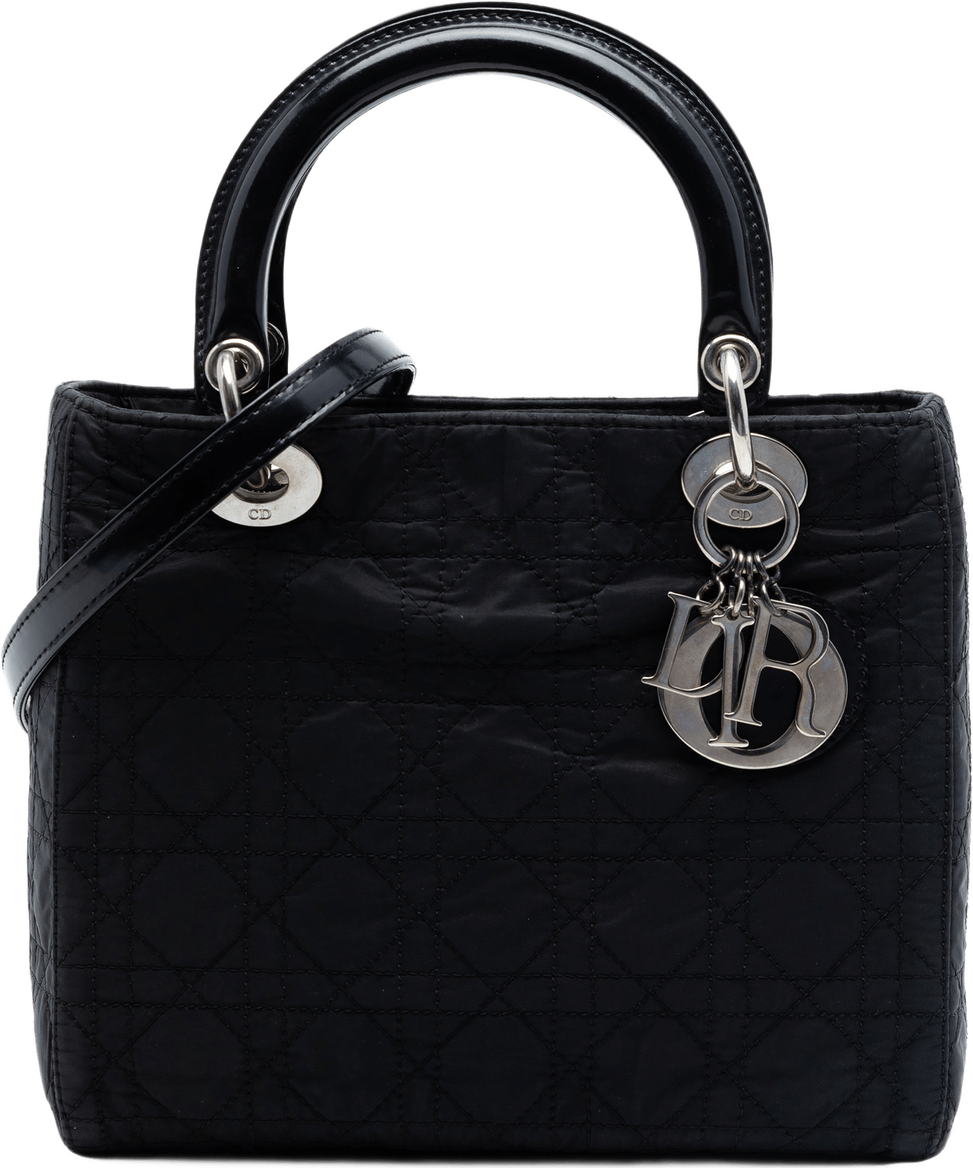 Dior Medium Nylon Cannage Lady Dior, från Luxclusif, i färgen black.