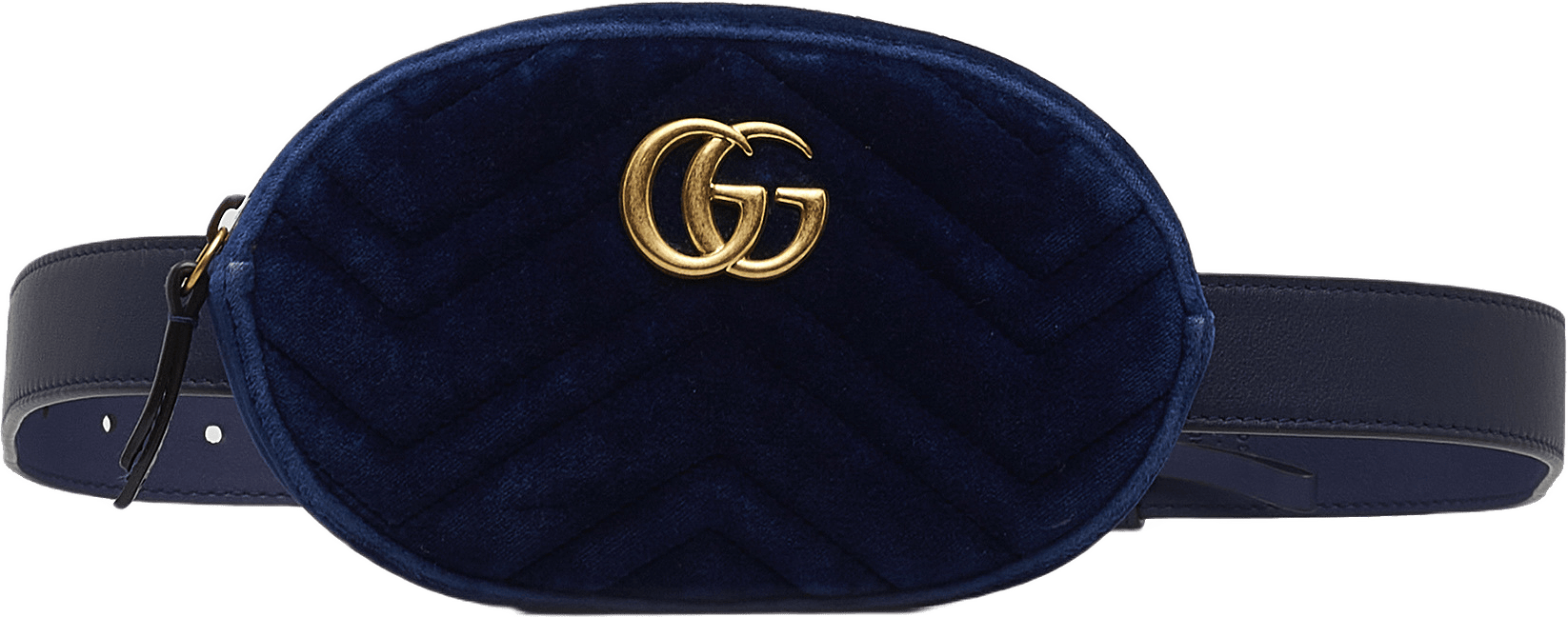 Gucci Velvet Gg Marmont Matelasse Belt Bag, från Luxclusif, i färgen dark blue.
