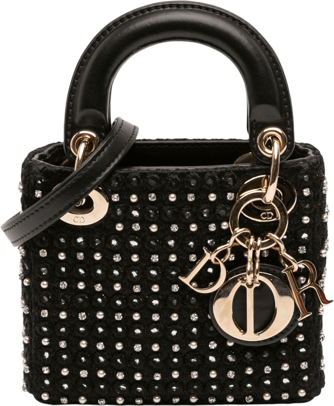 Dior Micro Satin Crystal Embellished Lady Dior, från Luxclusif, i färgen black.