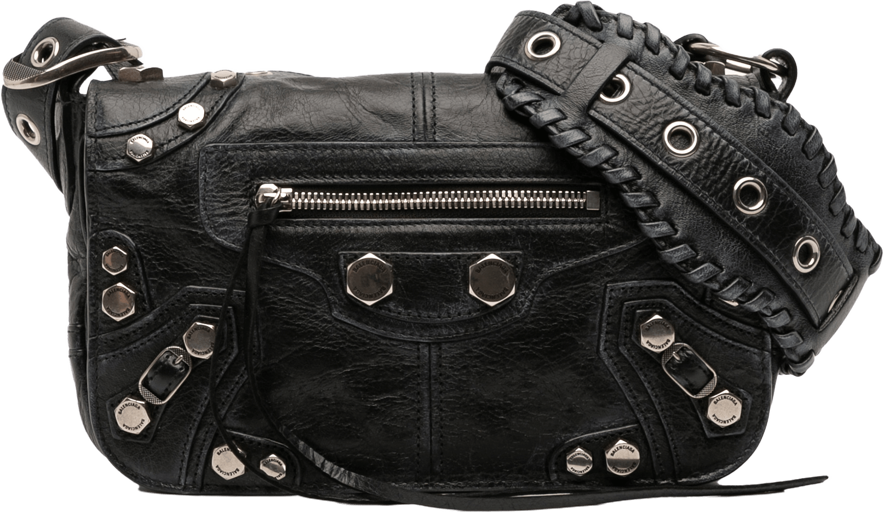 Balenciaga Xs Lambskin Motocross Le Cagole Flap Crossbody, från Luxclusif, i färgen black.