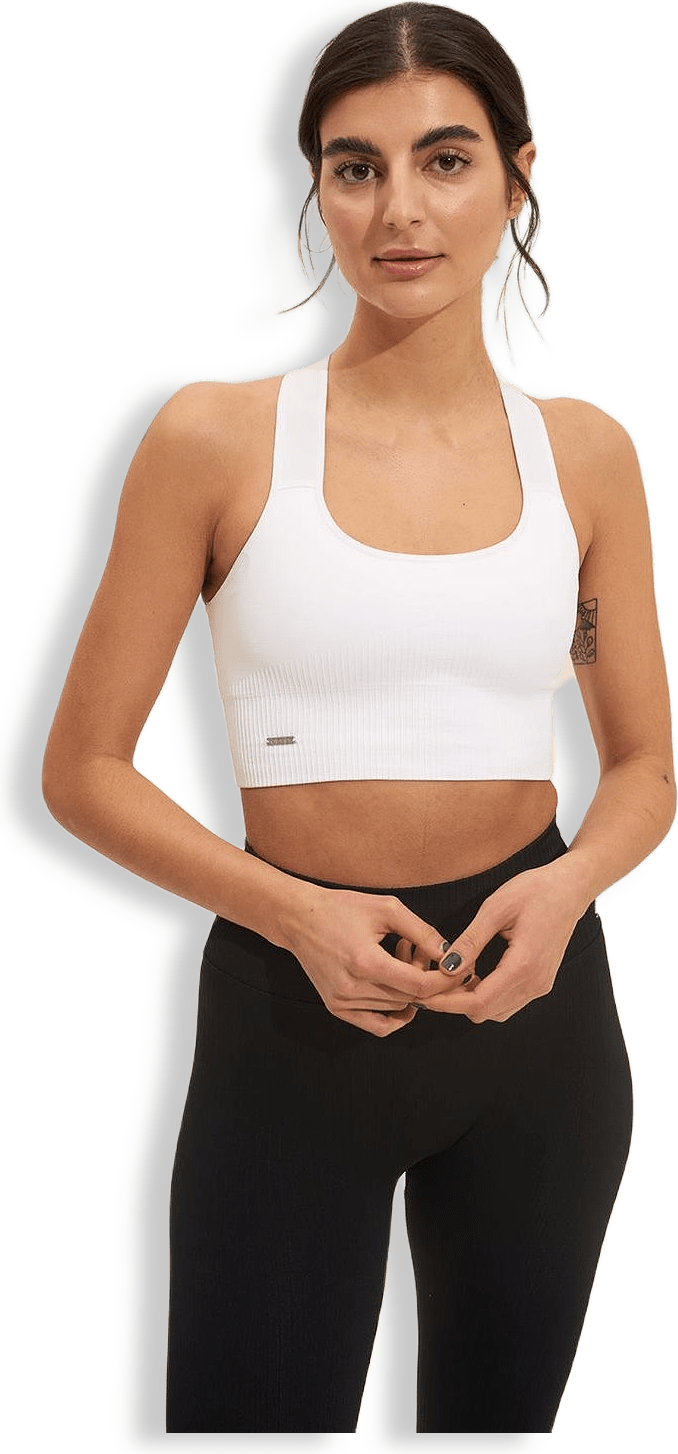 White High Support Ribbed Bra