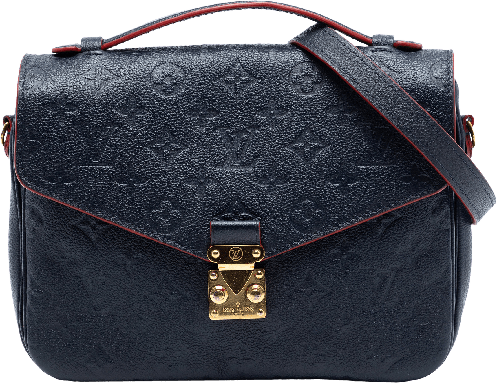 Louis Vuitton Monogram Empreinte Pochette Metis, från Luxclusif, i färgen navy.