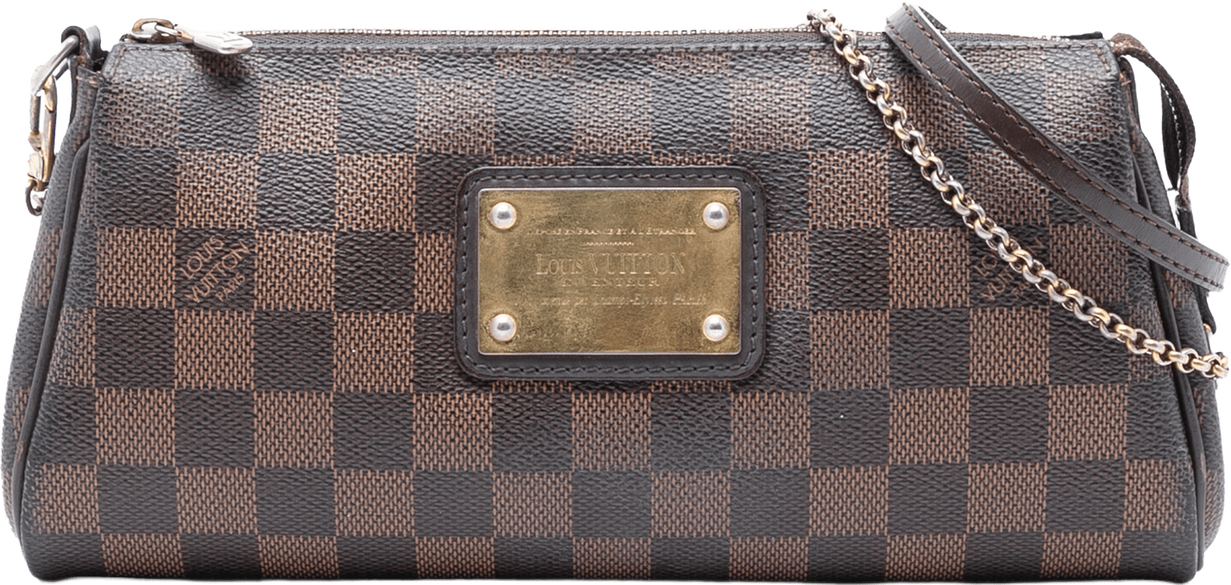 Louis Vuitton Damier Ebene Eva, från Luxclusif, i färgen brown.