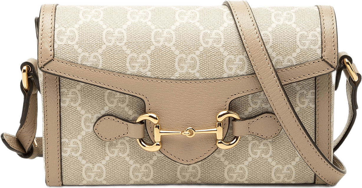 Gucci Mini Gg Supreme Horsebit 1955 Crossbody, från Luxclusif, i färgen beige.