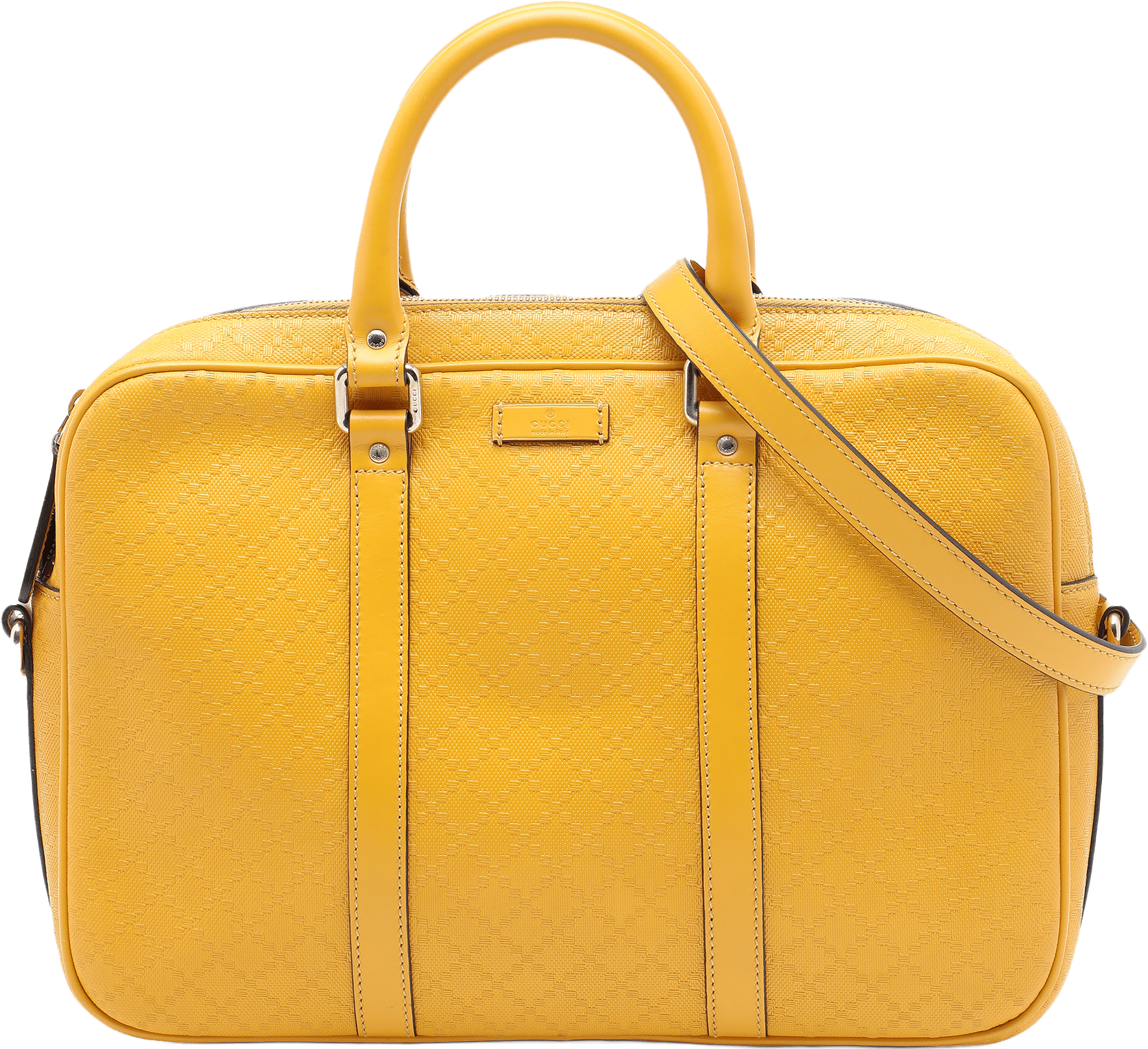 Gucci Medium Diamante Calfskin Bright Business Bag, från Luxclusif, i färgen gul.