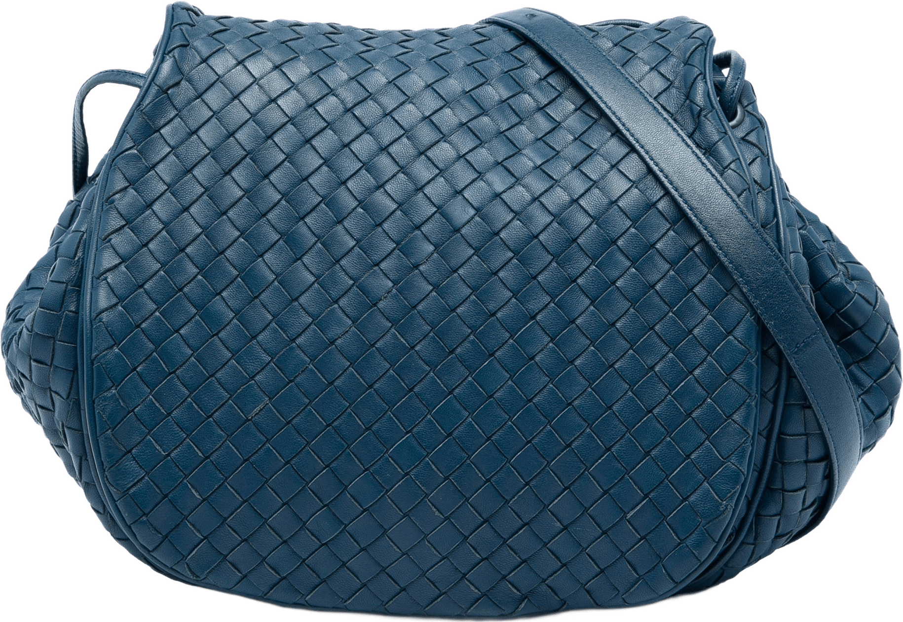 Bottega Veneta Nappa Intrecciato Flap Crossbody, från Luxclusif, i färgen blå.
