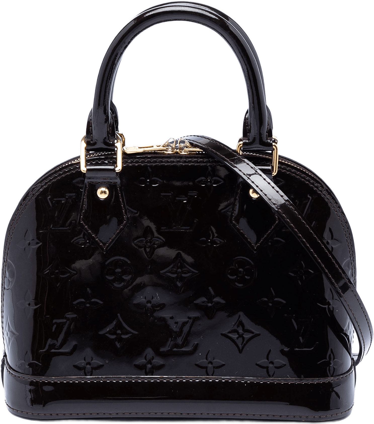 Louis Vuitton Monogram Vernis Alma Bb, från Luxclusif, i färgen purple.