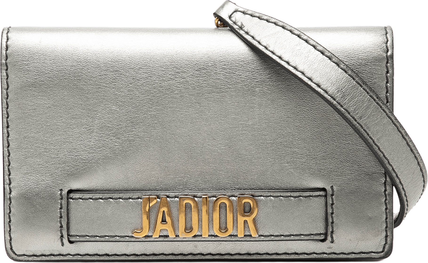 Dior Metallic Calfskin Jadior Clutch With Chain, från Luxclusif, i färgen silver.