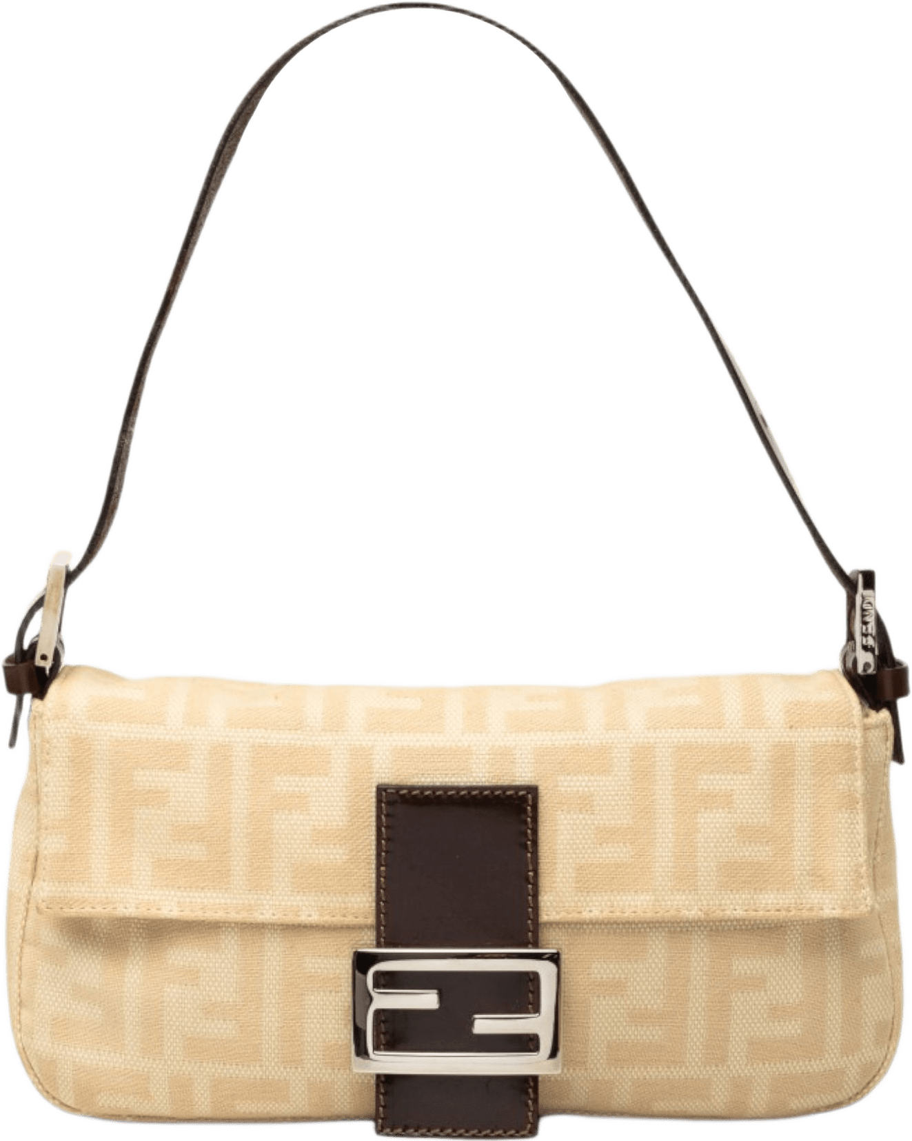 Fendi Zucca Canvas Baguette, från Luxclusif, i färgen beige.