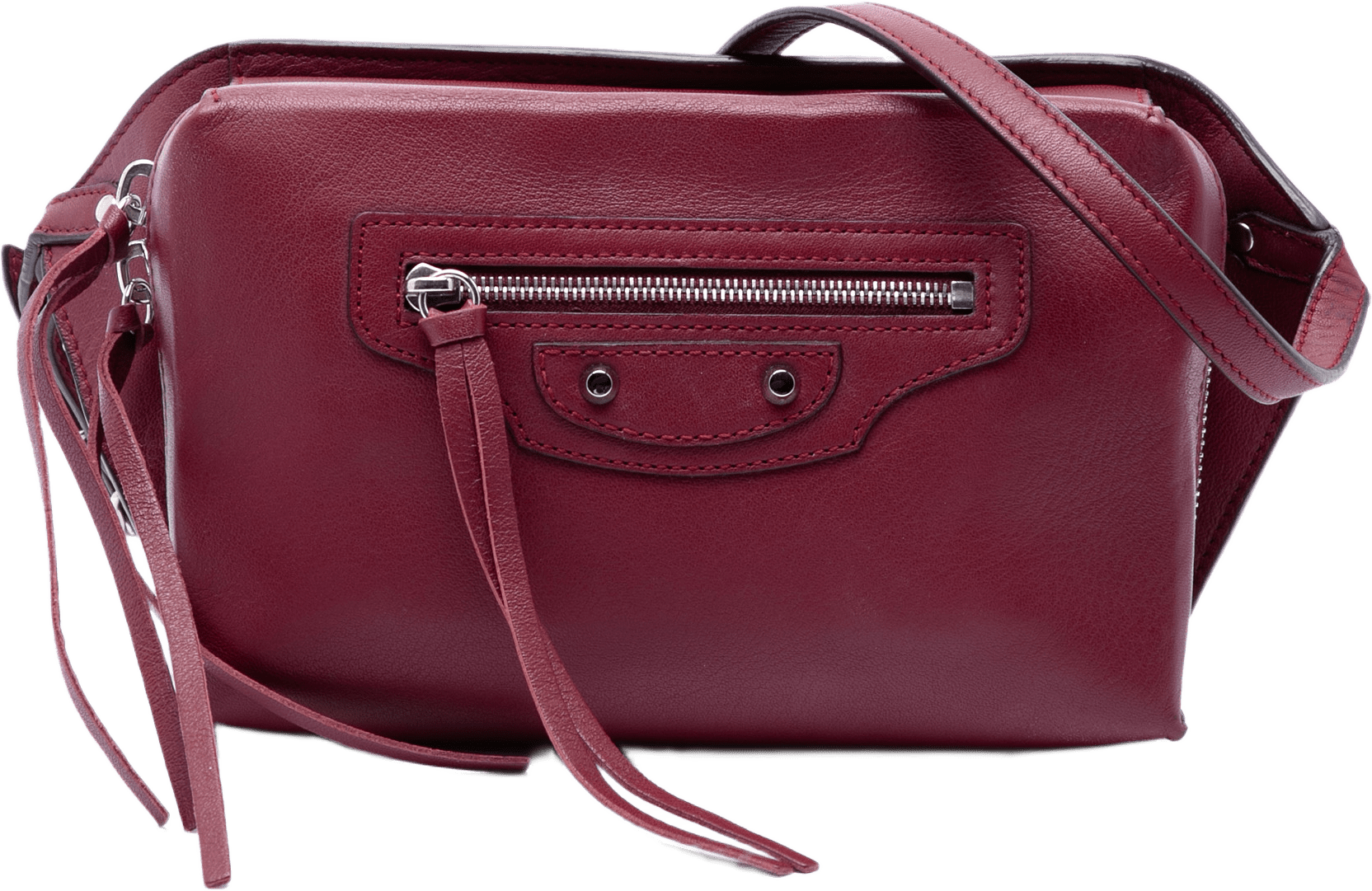 Balenciaga Calfskin Papier Belt Bag, från Luxclusif, i färgen röd.