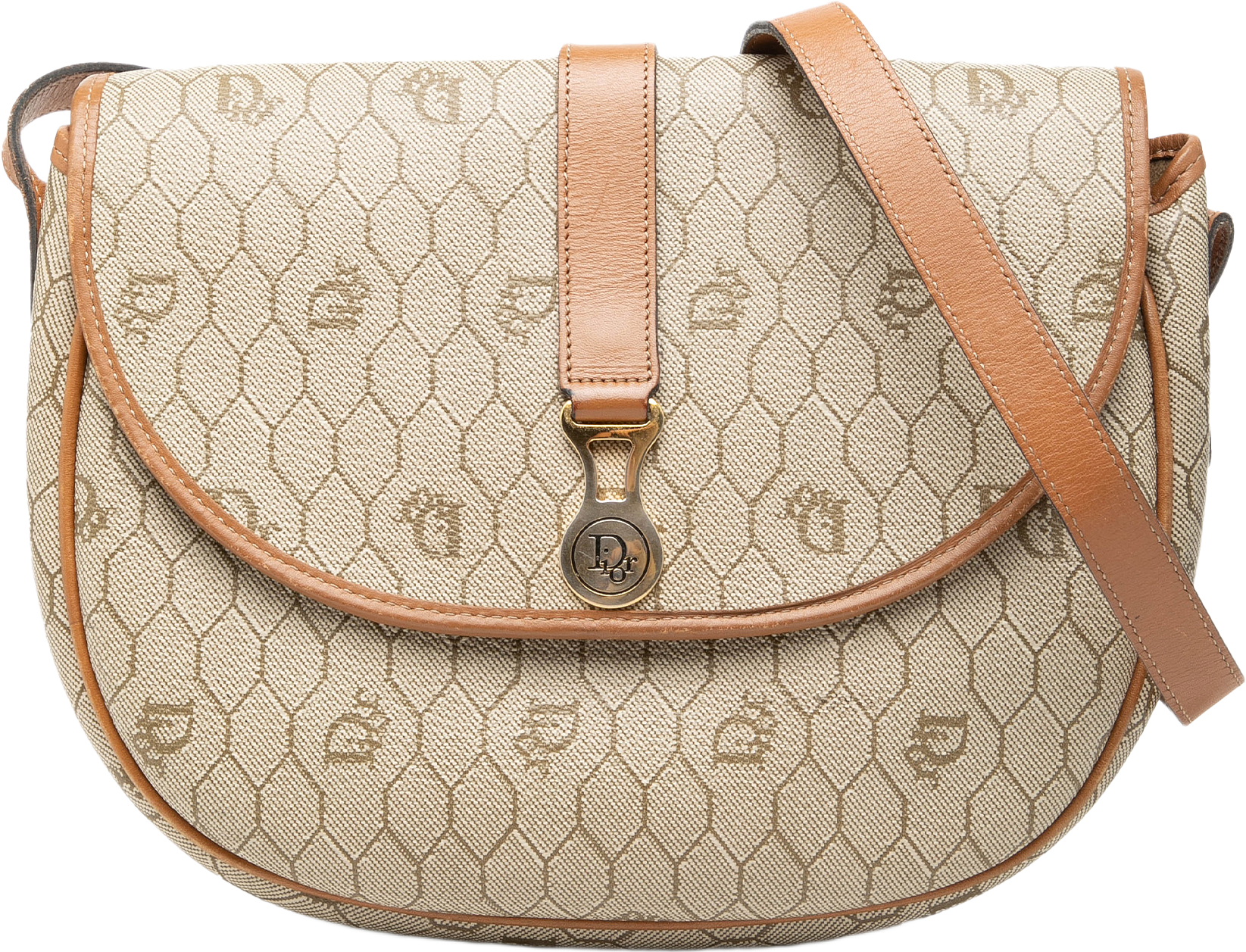 Dior Honeycomb Coated Canvas Crossbody, från Luxclusif, i färgen beige.