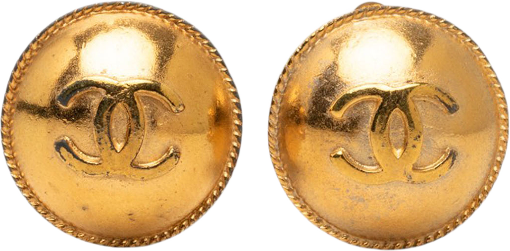 Chanel Cc Gold Plated Button Clip On Earrings, från Luxclusif, i färgen guld.